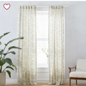 West Elm Cotton Canvas Etched Grid Curtains